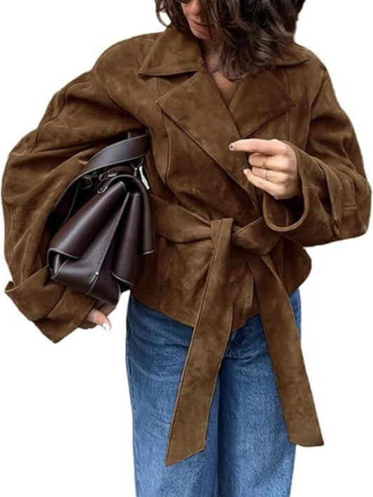 Vintage Suede Tie Waist Jacket — women's jacket Australia