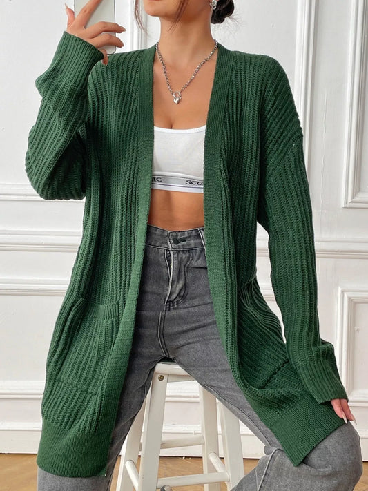Women's Open Front Drop Shoulder Cardigan — women's knit cardigan Australia