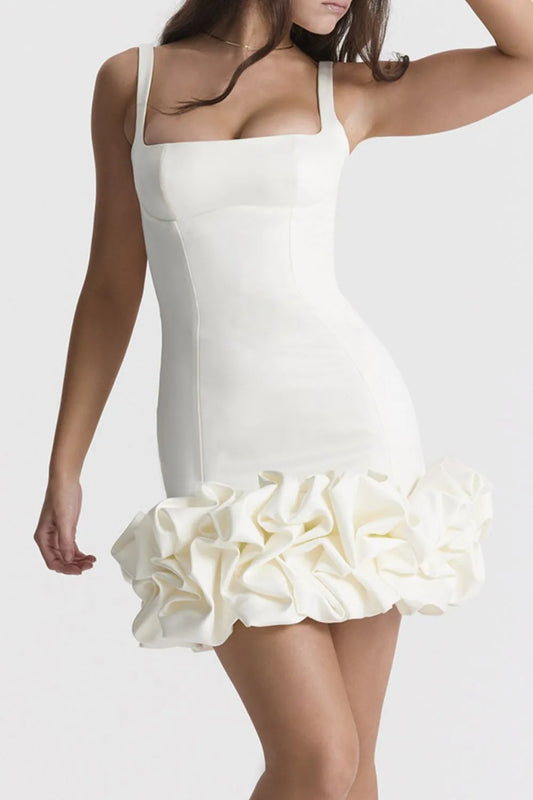 Women's Ruched Square Neck Sleeve Mini Dress — Chic and Unique AU