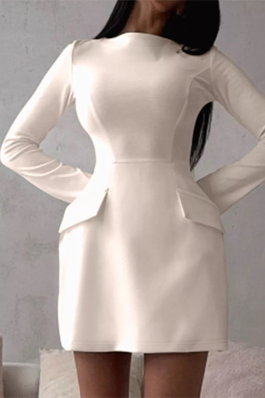 Long-Sleeve Mini Dress with Flap Pockets — party dress Australia