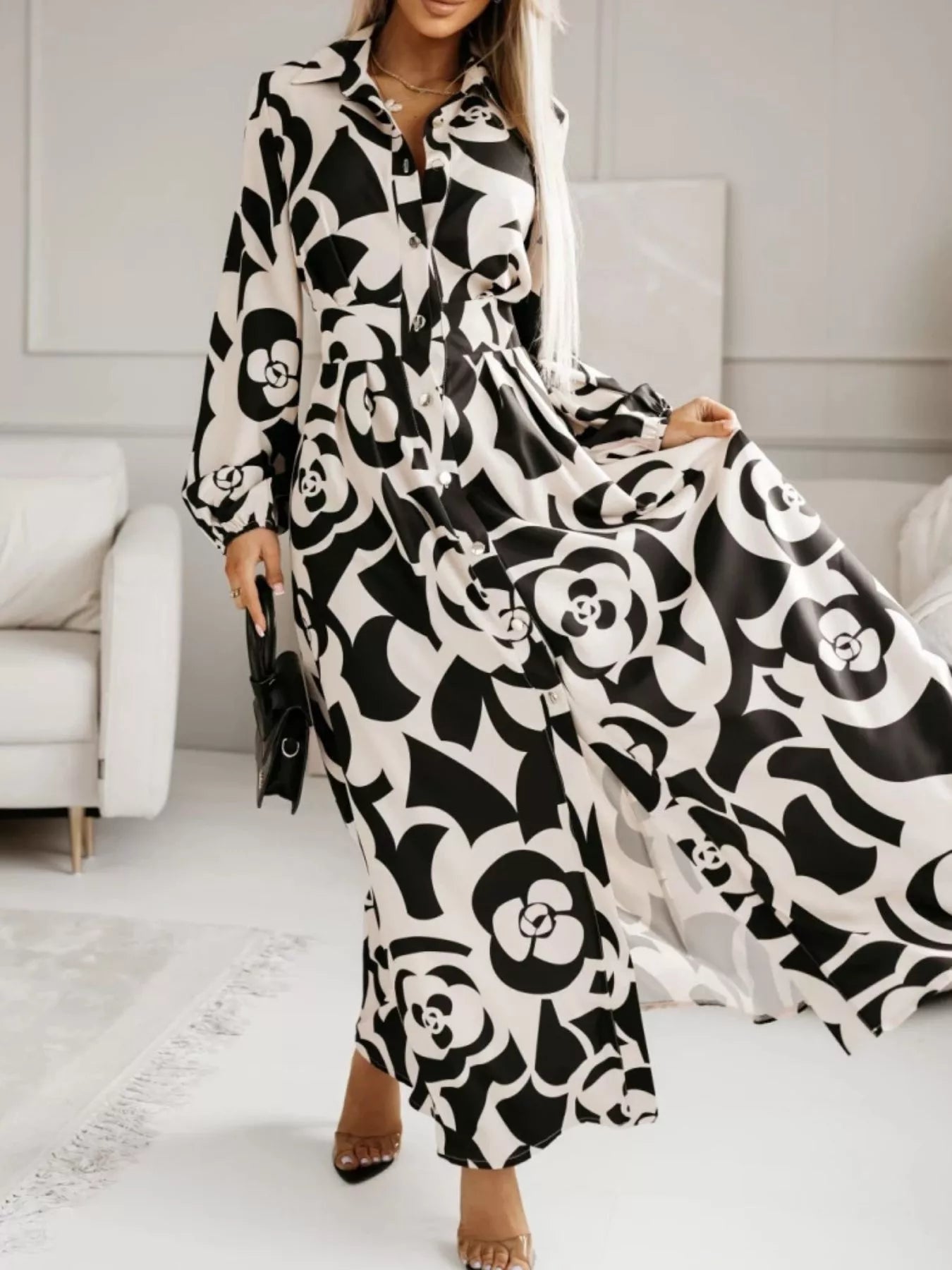 Women's Long Sleeve Maxi Shirt Dress — Chic and Unique AU