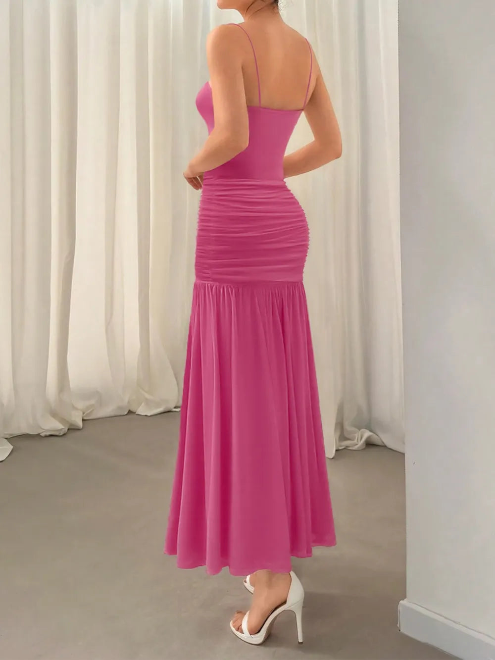 Women's Ruched Maxi Cami Dress — Chic and Unique AU