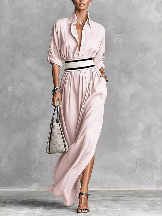 Slit Roll-Up Sleeve Maxi Dress — women's maxi dress Australia