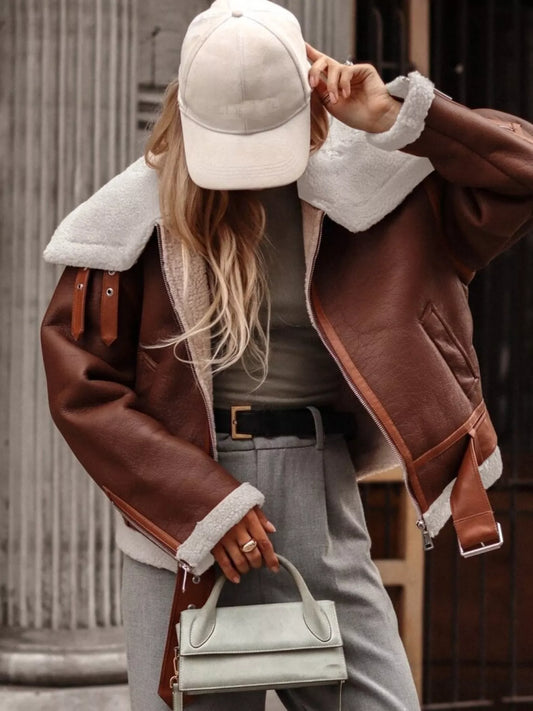 Shearling Lined Zip Up Jacket — women's jacket Australia