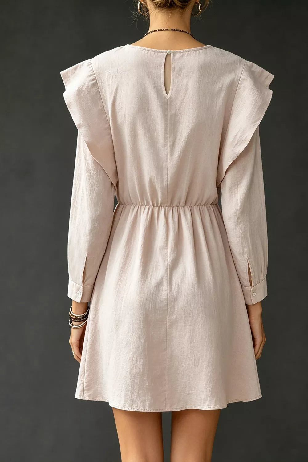 Women's Ruffled Round Neck Long Sleeve Dress — Chic and Unique AU