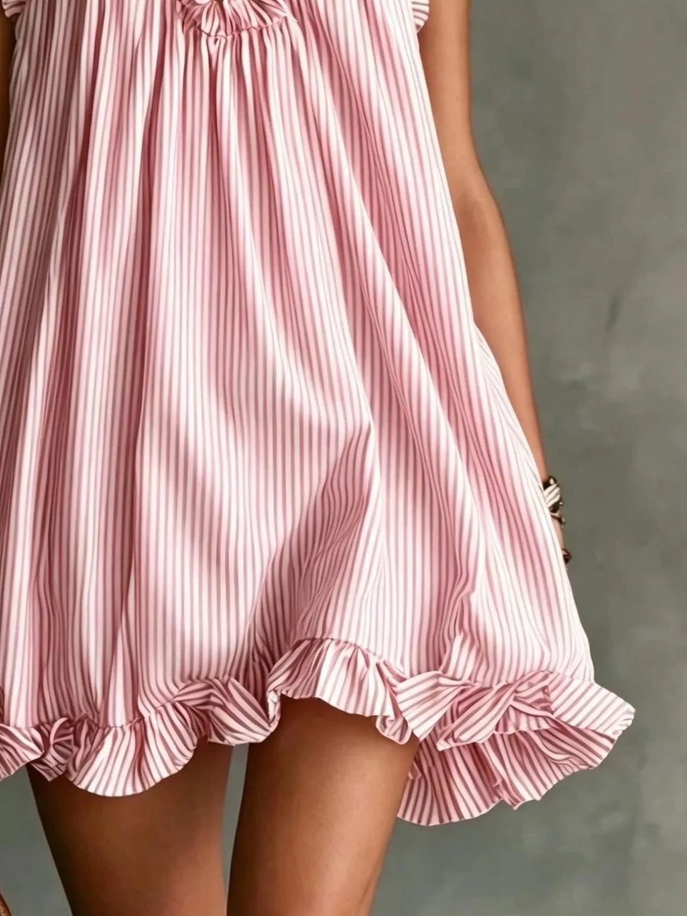 Women's Full Size Ruffled Trim Halter Neck Mini Dress Plus Size — Chic and Unique AU