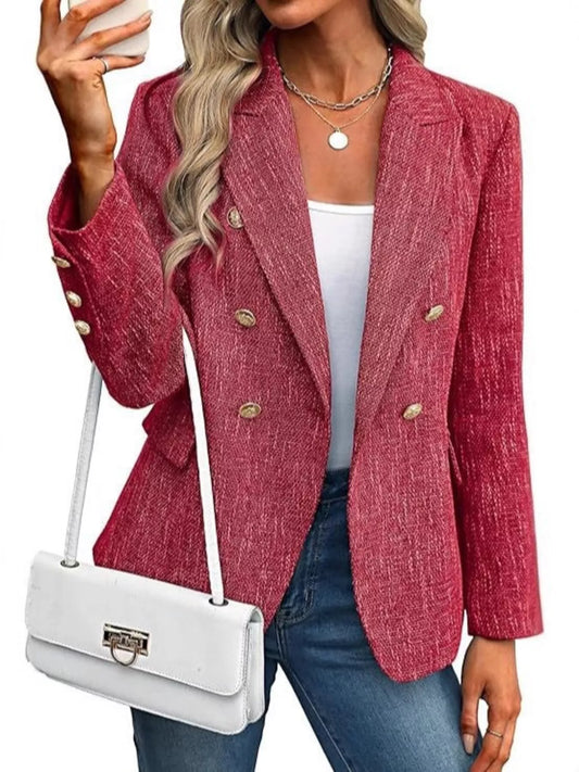 Double-Breasted Lapel Collar Blazer — women's blazer Australia