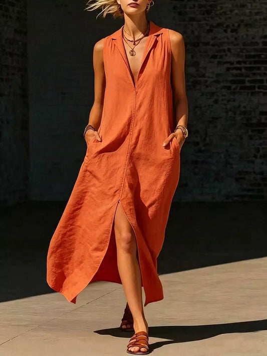 Sleeveless Maxi Dress with Side Pockets — women's maxi dress Australia