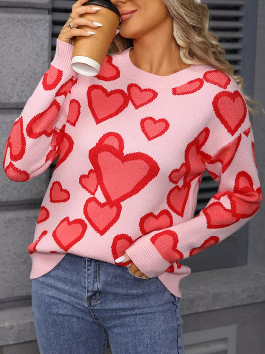 Women's Valentine's Day Heart Crew Neck Sweater — women's knitwear Australia