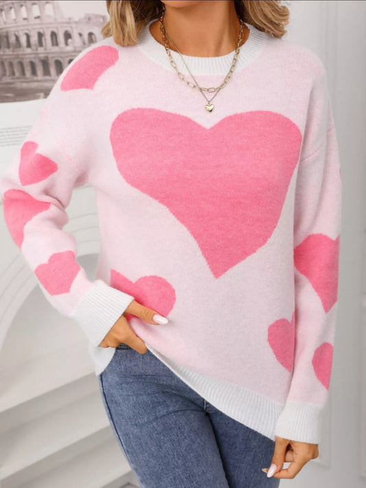 Women's Valentine's Day Heart Crew Neck Sweater — women's knitwear Australia
