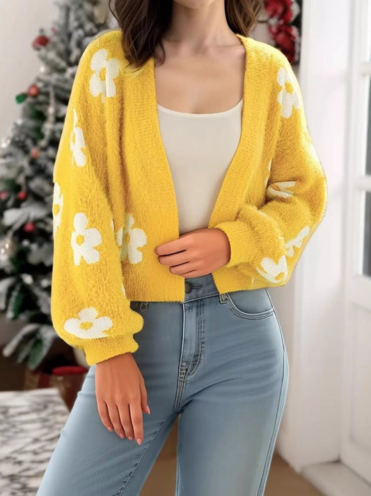 Women's Floral Open Front Cardigan — women's knitwear Australia