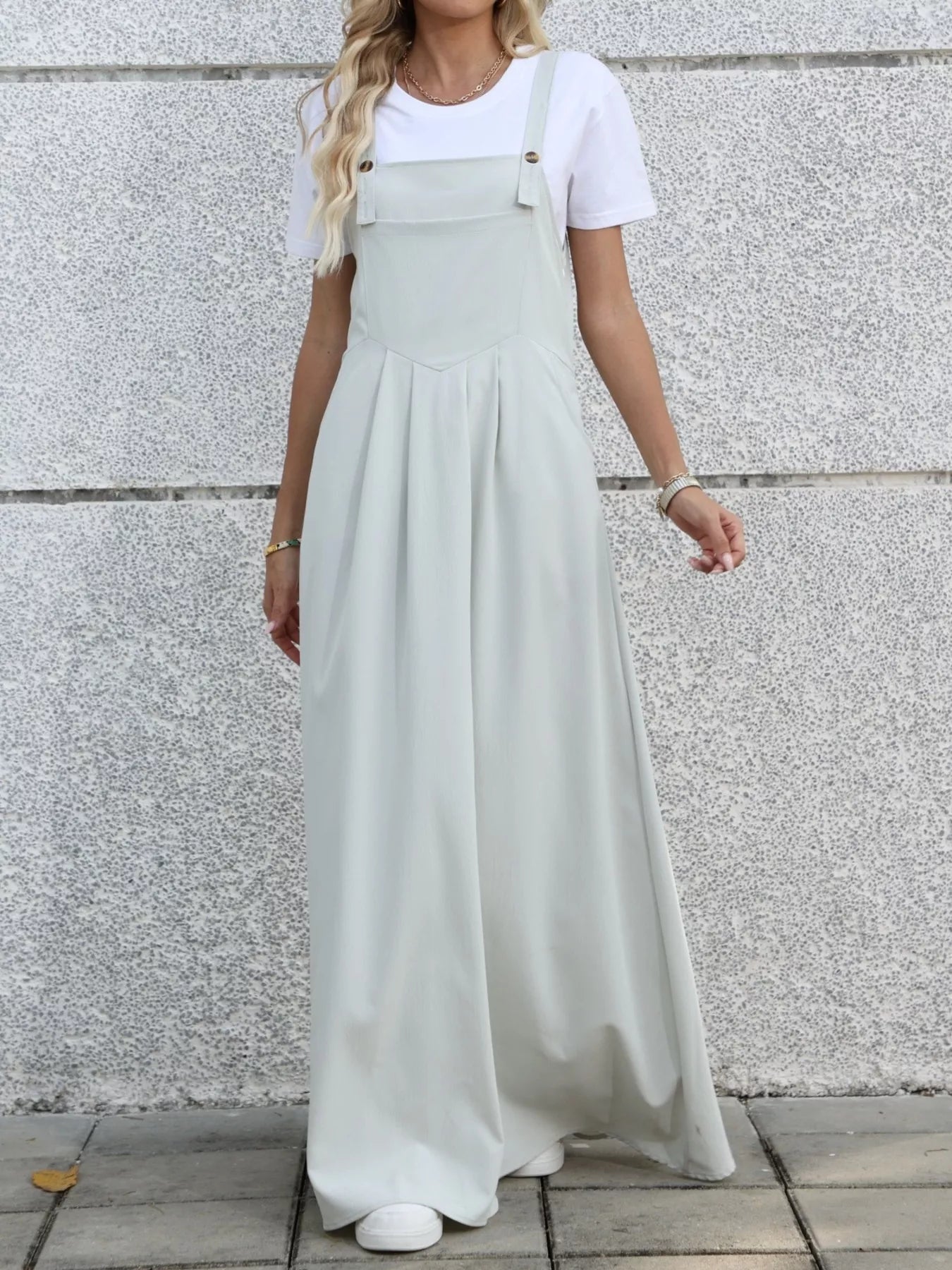 Women's Pleated Detail Overall Dress — Chic and Unique AU