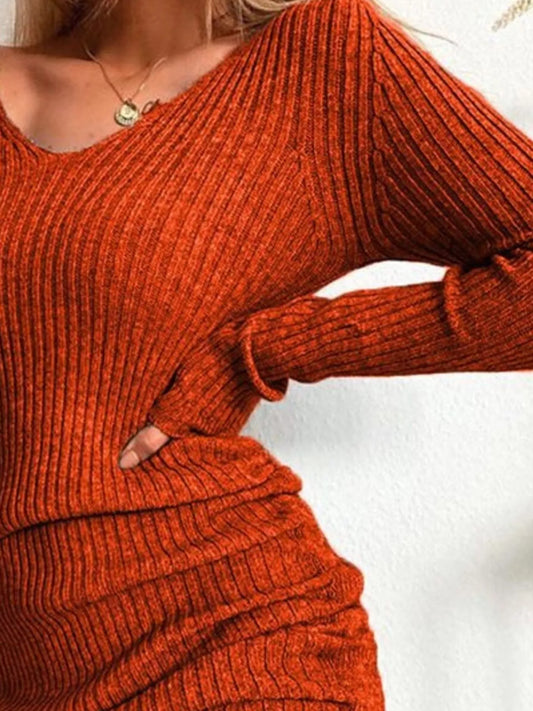 Women's Full Size Ribbed Knit Drawstring Bodycon Sweater Dress Plus Size — women's knitwear Australia