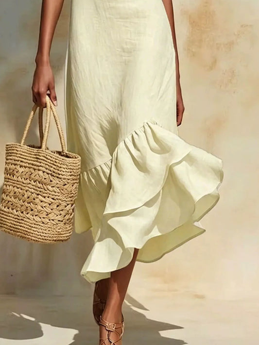 Women's Full Size Ruffle Hem Sleeveless Midi Dress Plus Size — Chic and Unique AU