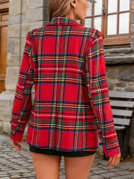 Christmas Plaid Single-Button Blazer — women's blazer Australia