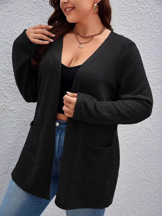 Women's Plus Size Open Front Long Sleeve Knit Cardigan — women's knitwear Australia