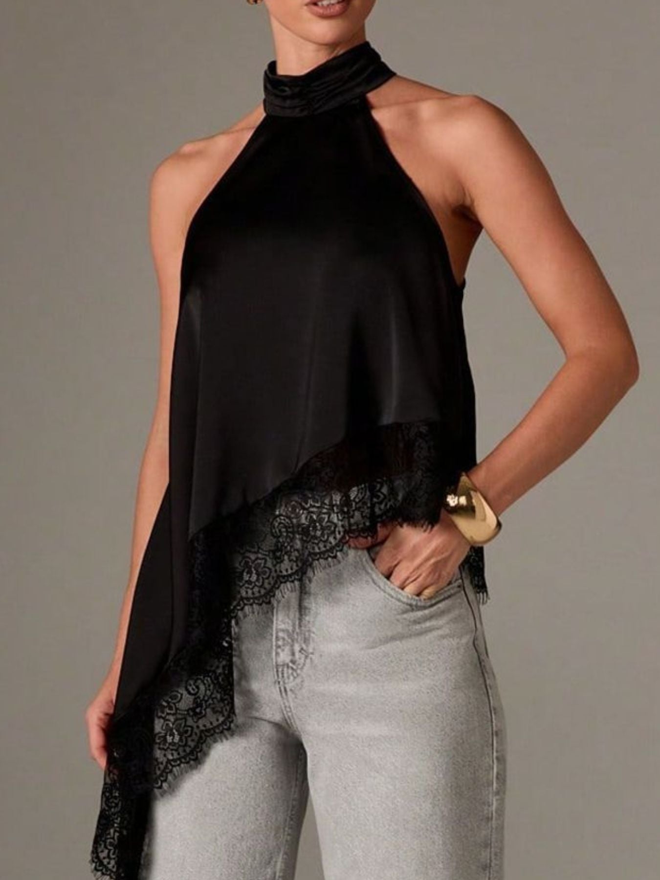 Halter Neck Lace Trim Cami — women's cami Australia