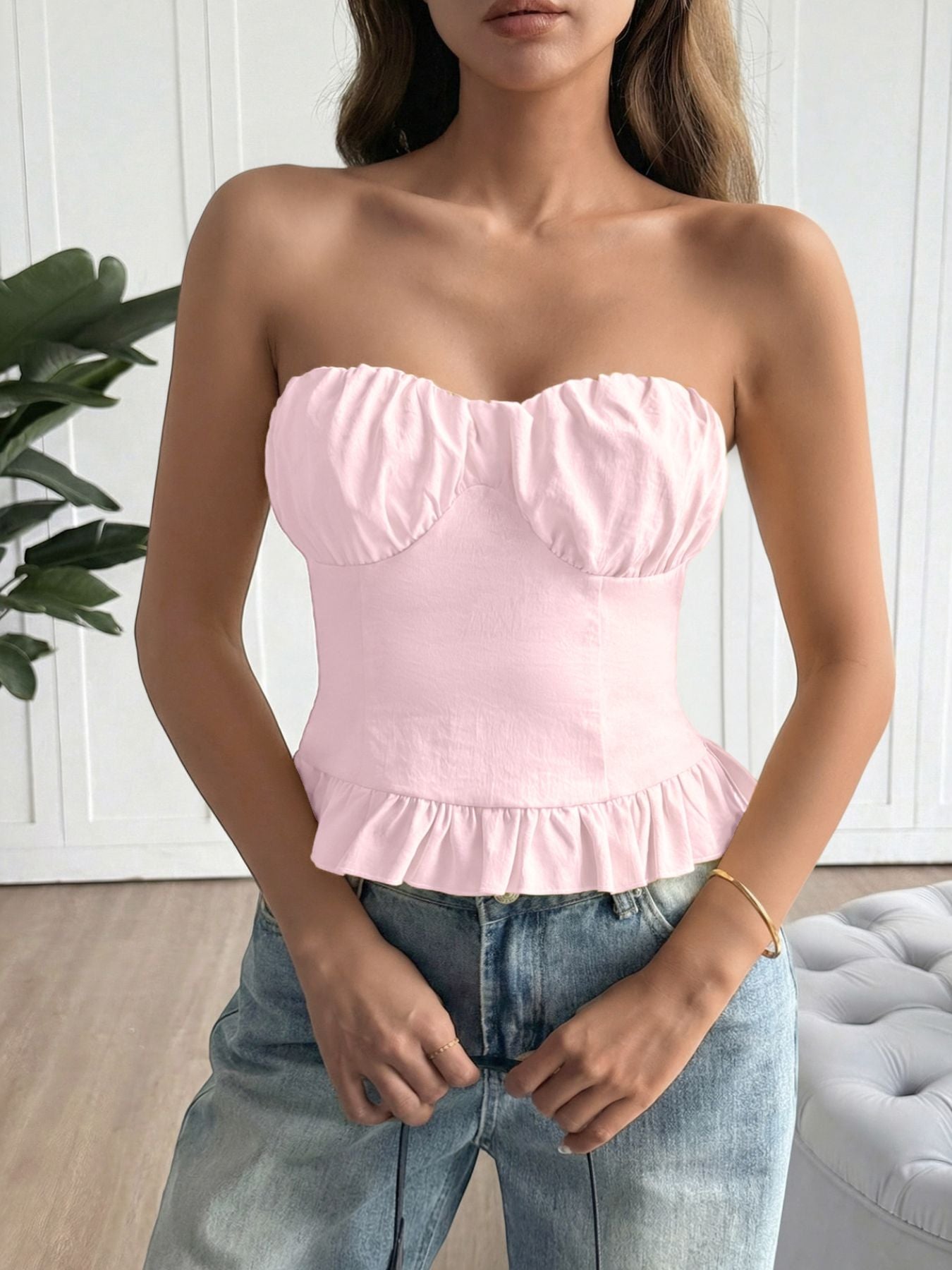 Ruffled Hem Tube Top — women's top Australia