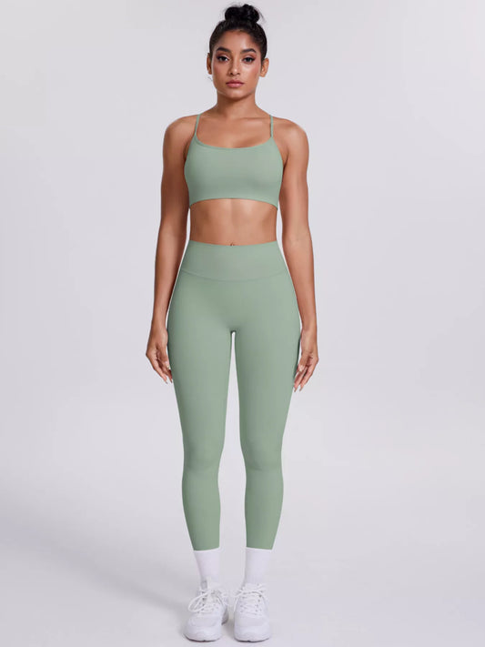 Criss-Cross Back Cami and Leggings Active Set — gym set Australia