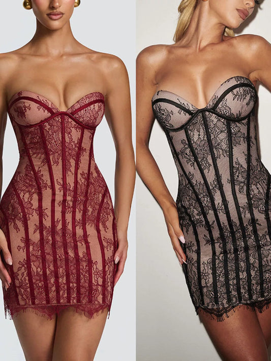 Lace Detail Tube Mini Dress — women's casual dress Australia