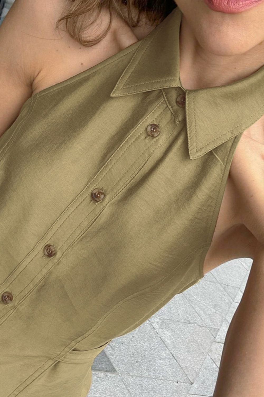 Button-Down Sleeveless Top — women's top Australia