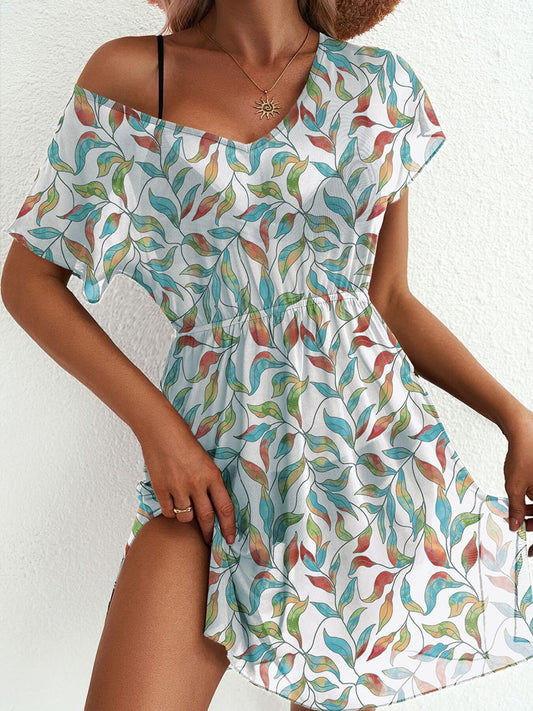 Printed Short Sleeve Mini Dress — women's casual dress Australia
