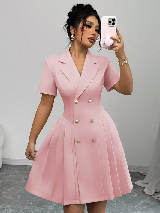 Double-Breasted Pleated Blazer Dress — women's cocktail dress Australia