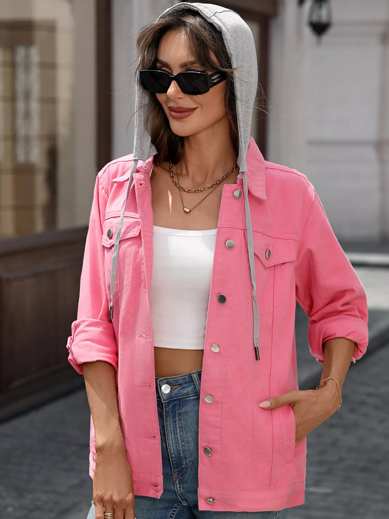 Button Up Long Sleeve Denim Jacket — women's jacket Australia