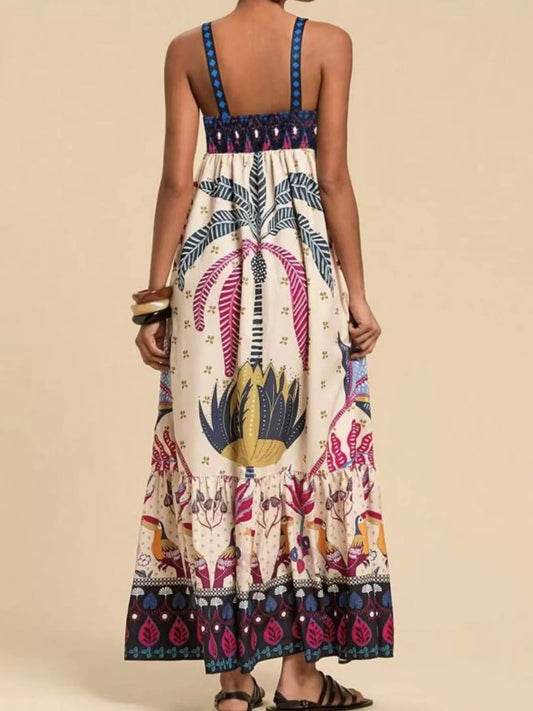 Printed Square Neck Maxi Dress — women's casual dress Australia