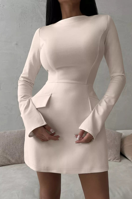 Long-Sleeve Mini Dress with Flap Pockets — party dress Australia