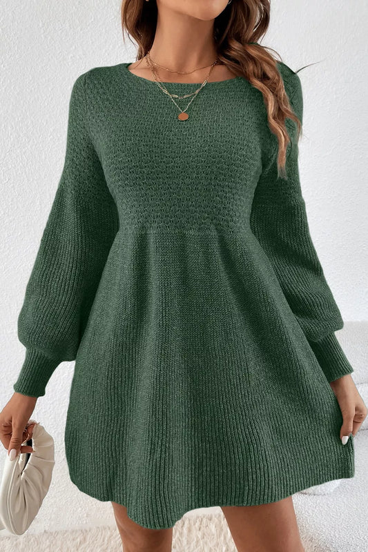 Women's Round Neck Long Sleeve Mini Dress — women's knitwear Australia