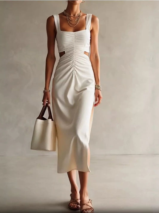 Women's Ruched Cut-Out Midi Dress — Chic and Unique AU