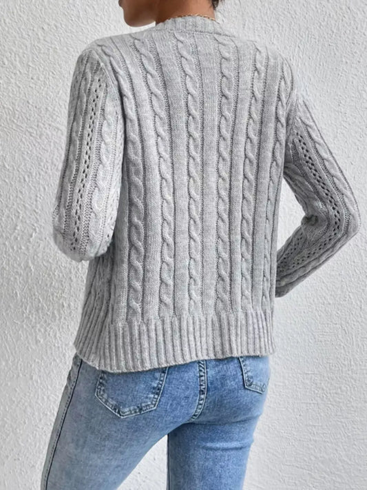 Women's Cable Knit Button-Up Cardigan — women's knit cardigan Australia