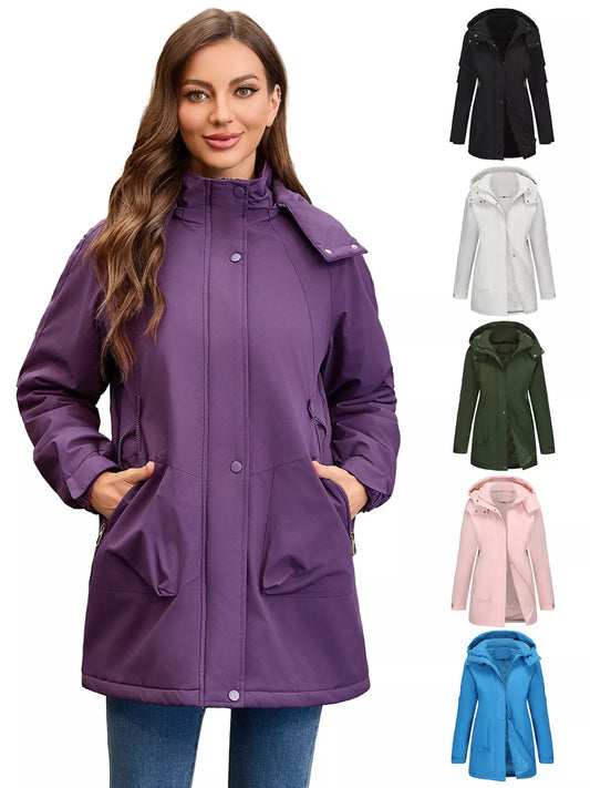 Full Size Hooded Mid-Length Windproof Outerwear Plus Size — women's outerwear Australia