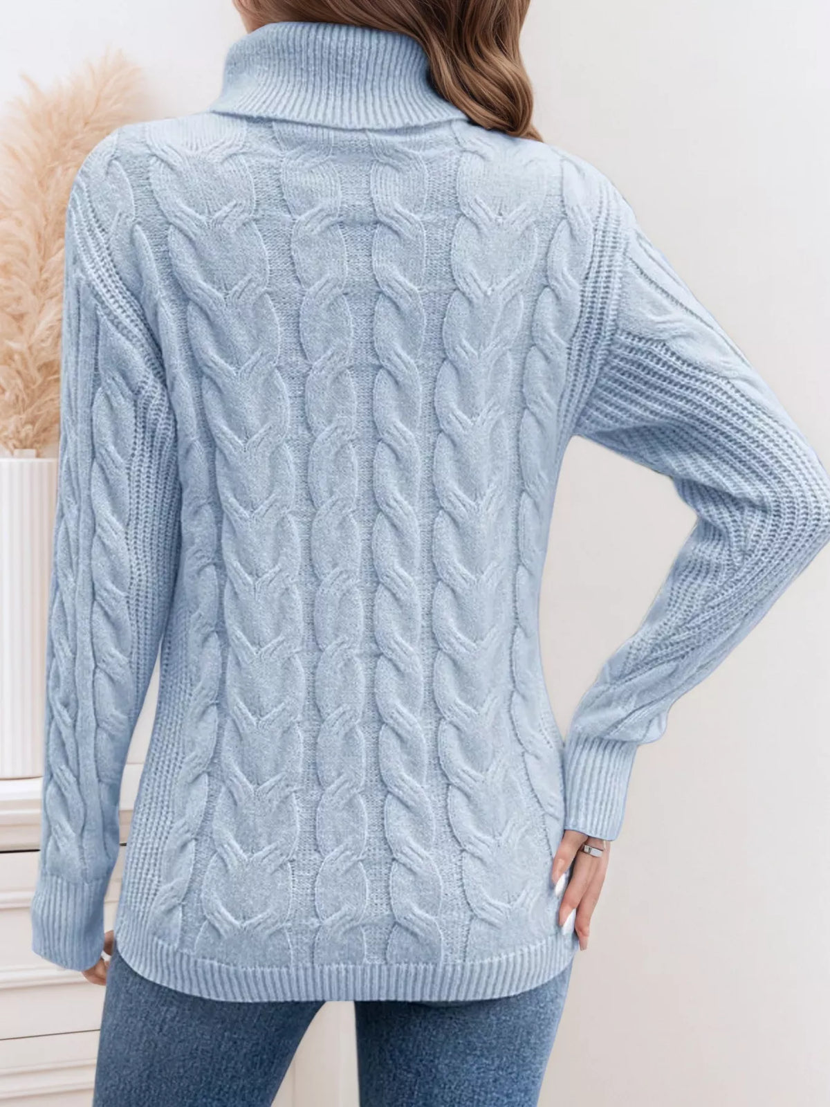 Women's Cable Knit Turtleneck Long Sleeve Sweater — women's knit sweater Australia