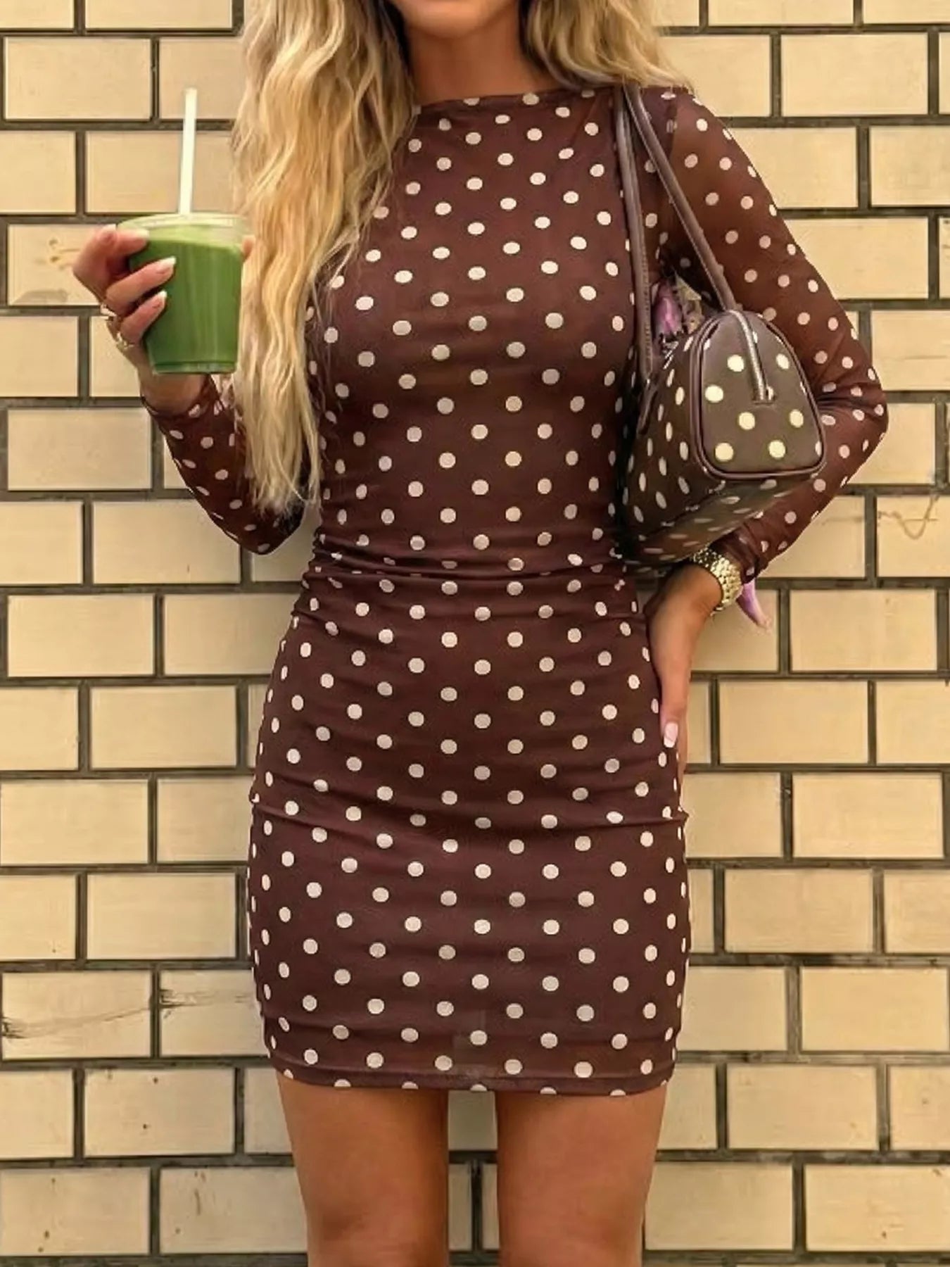 Women's Polka Dot Long Sleeve Mini Dress — Chic and Unique AU