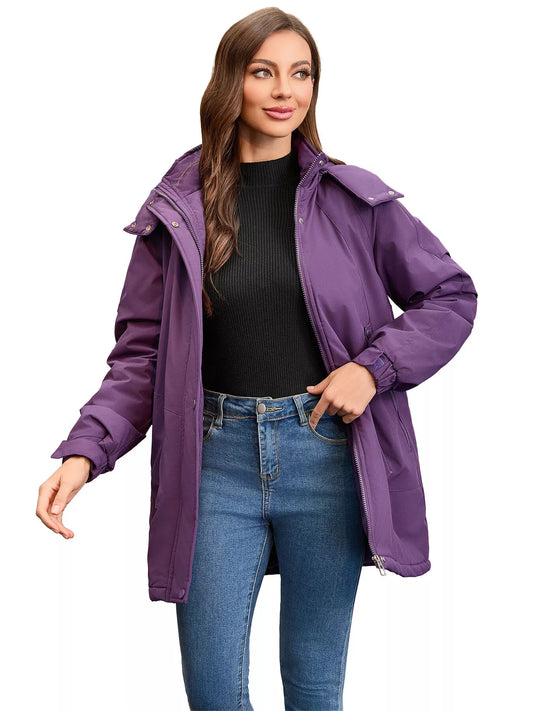 Full Size Hooded Mid-Length Windproof Outerwear Plus Size — women's outerwear Australia