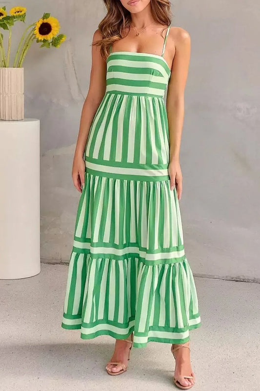 Striped Tiered Maxi Cami Dress — women's maxi dress Australia