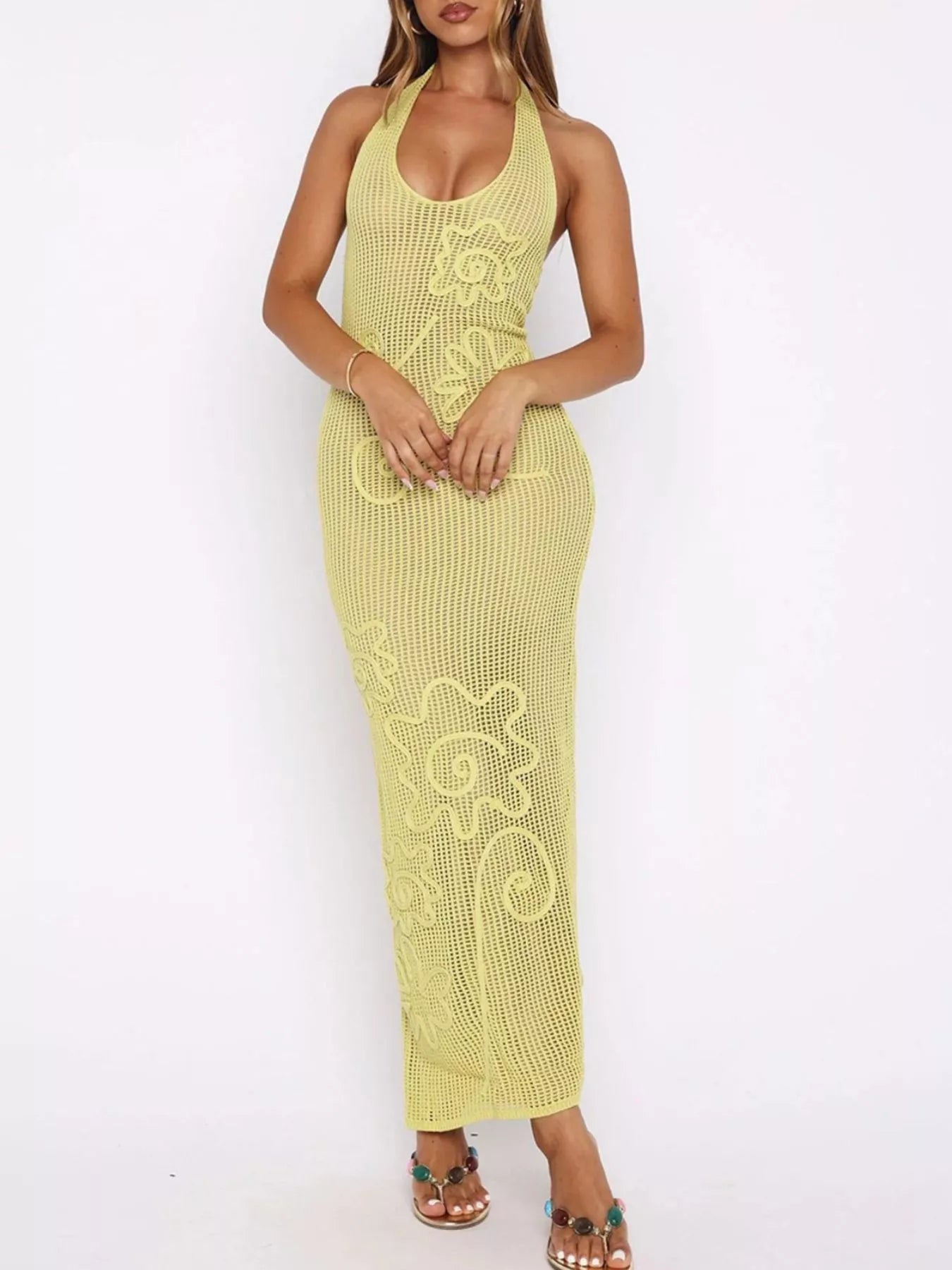 Women's Halter Neck Crochet Maxi Dress — Chic and Unique AU