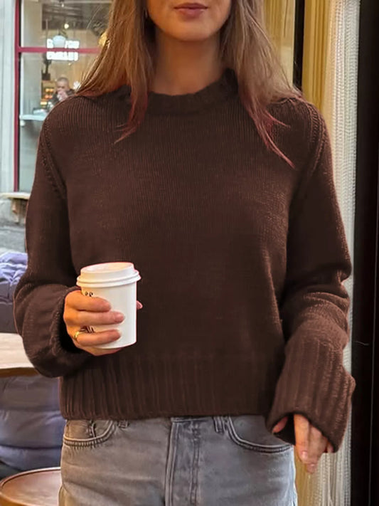 Women's Ribbed Round Neck Sweater — women's knit sweater Australia