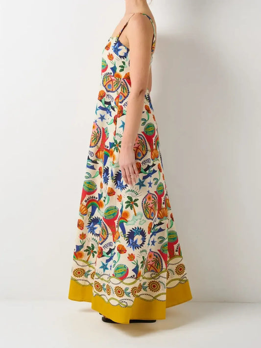 Printed Square Neck Maxi Cami Dress — women's maxi dress Australia