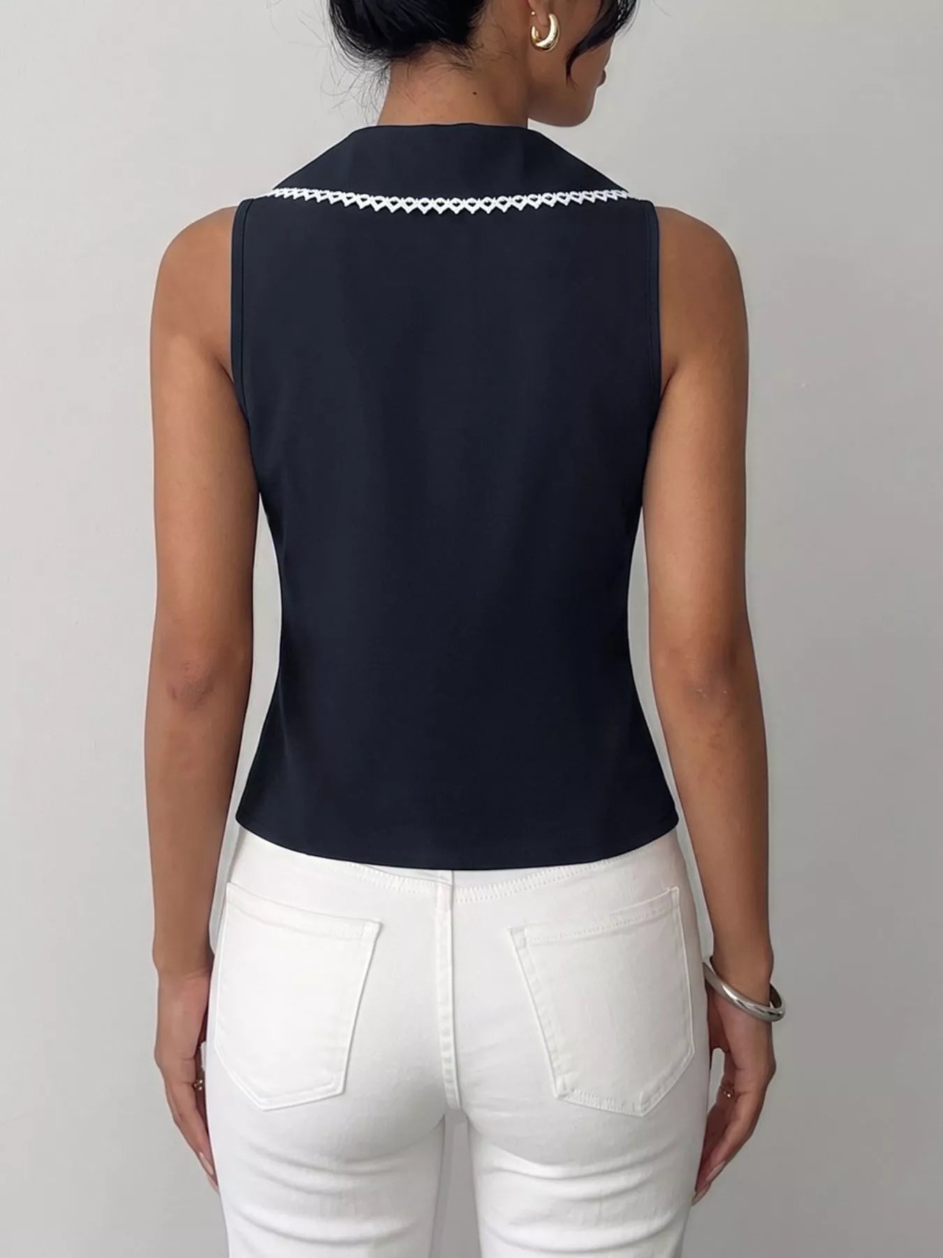 Lace Trim Tie-Front Vest — women's top Australia