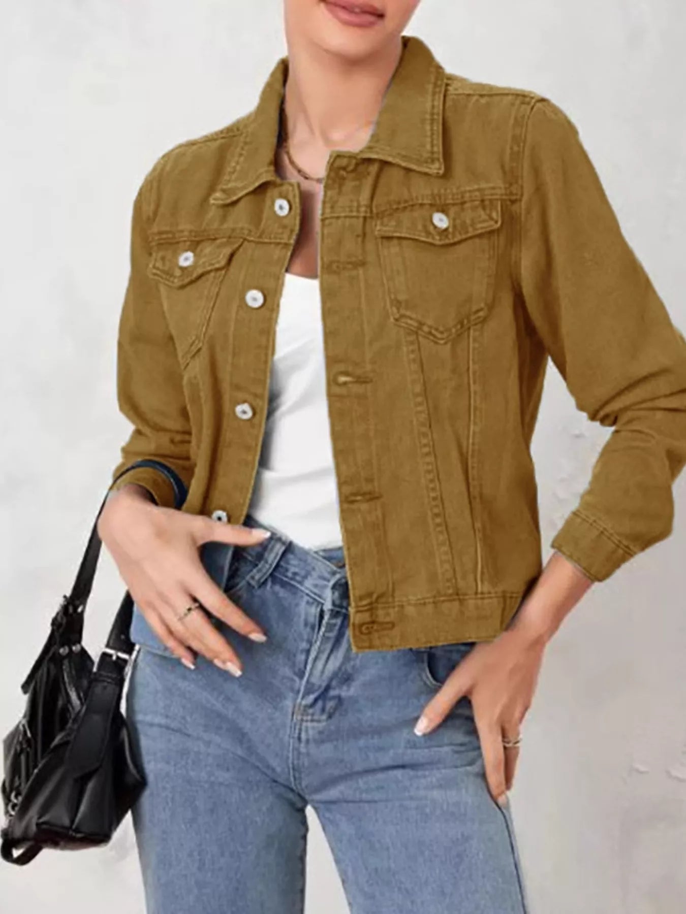 Button Up Long Sleeve Denim Jacket — women's jacket Australia