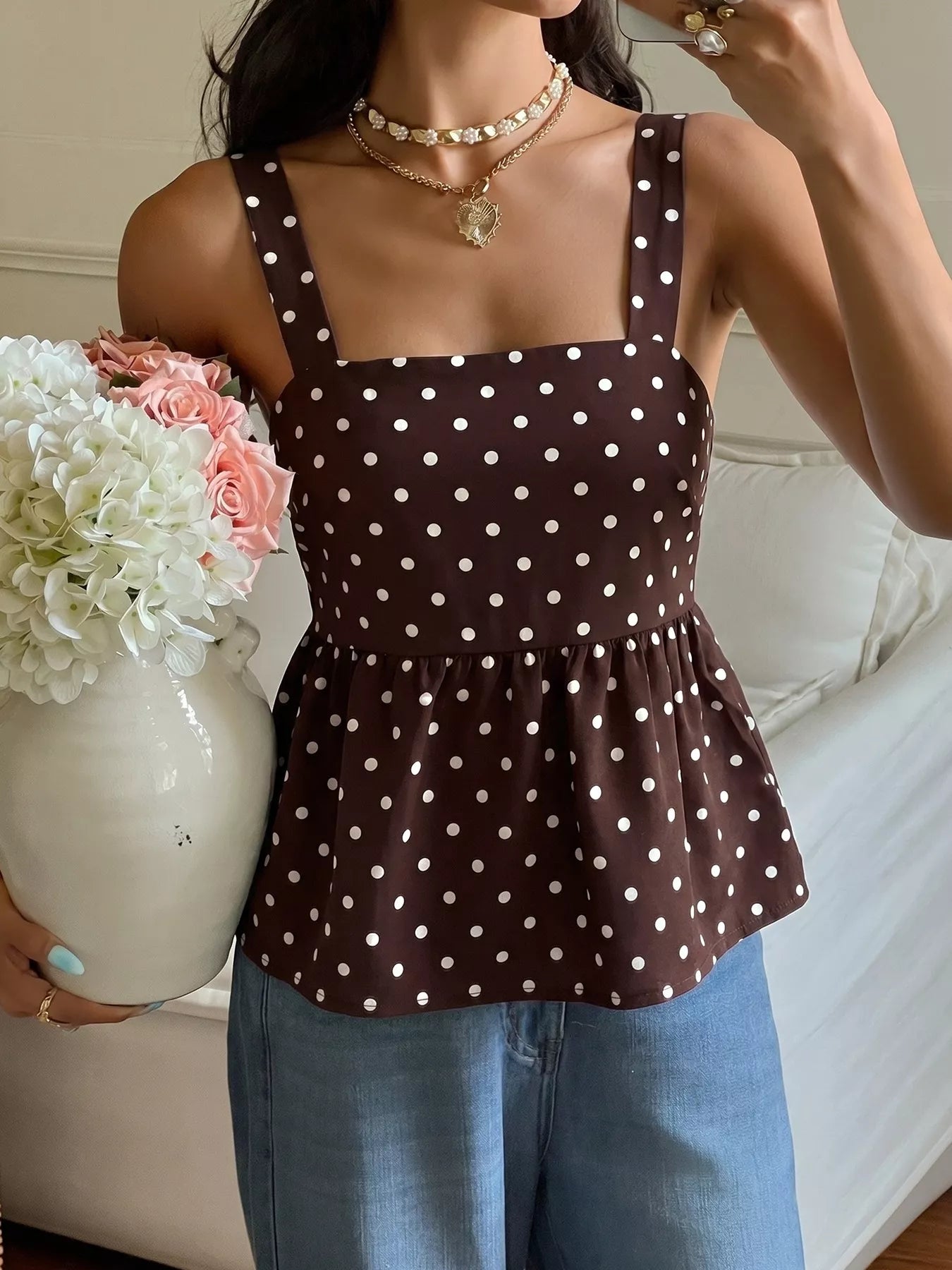 Polka Dot Tie Back Cami — women's cami Australia