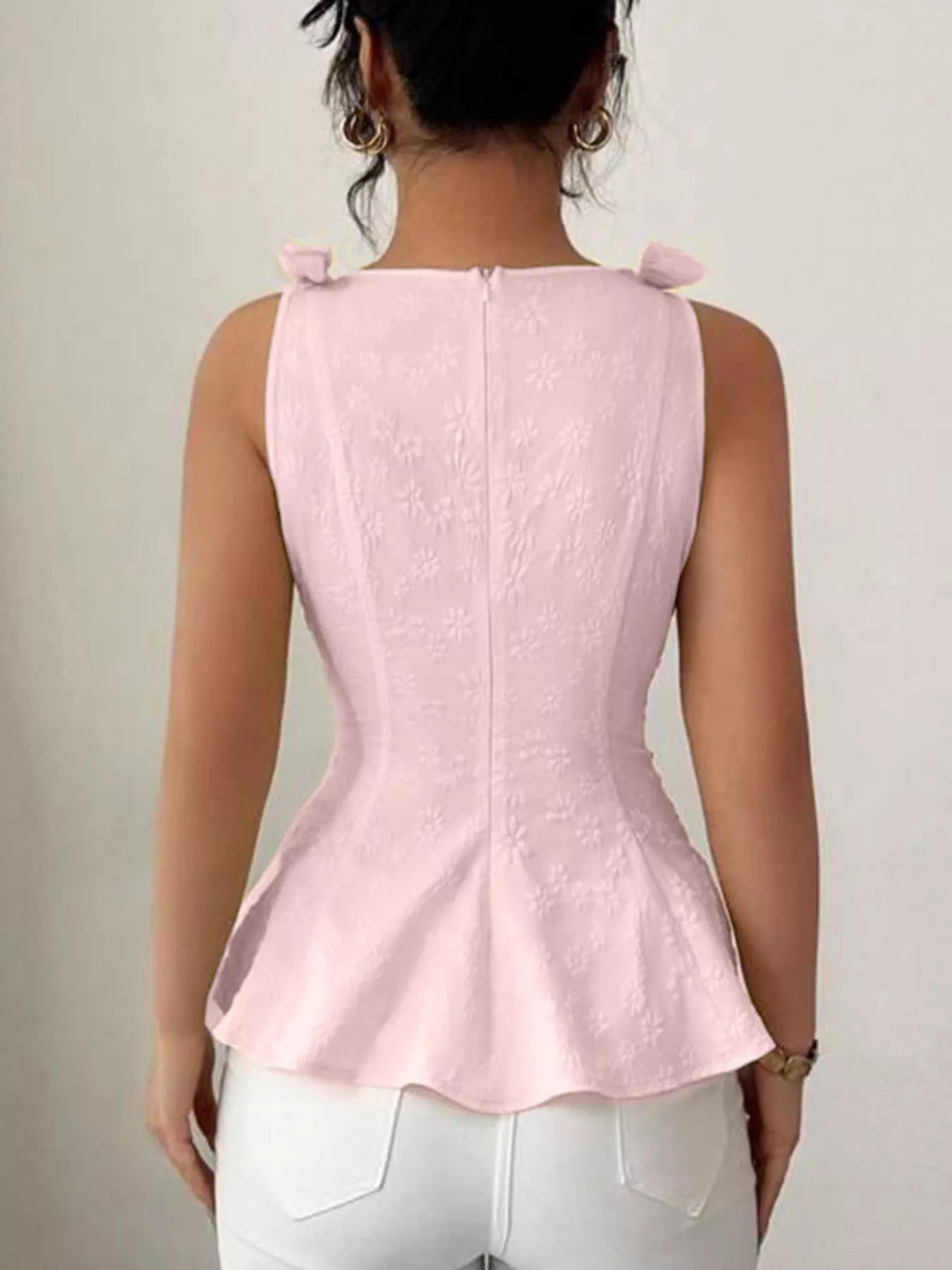 Bow Shoulder Peplum Tank — women's tank top Australia