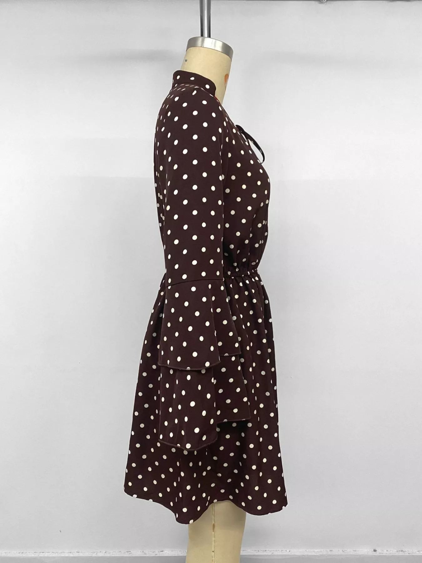 Women's Polka Dot Flare Sleeve Tie Neck Dress — Chic and Unique AU