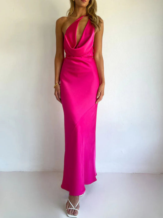 Halter Neck Satin Maxi Dress — women's formal dress Australia