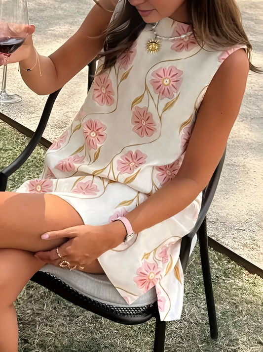 Floral Pattern Sleeveless Mini Dress — women's casual dress Australia