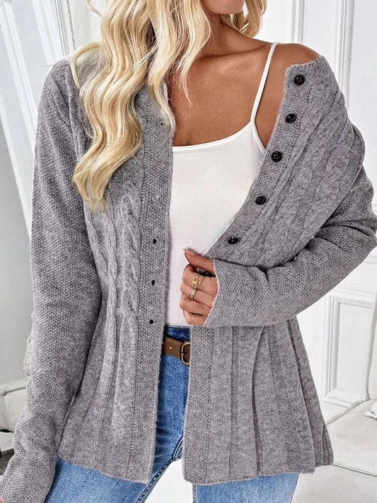 Women's Cable-Knit Button-Down Cardigan — women's knit cardigan Australia