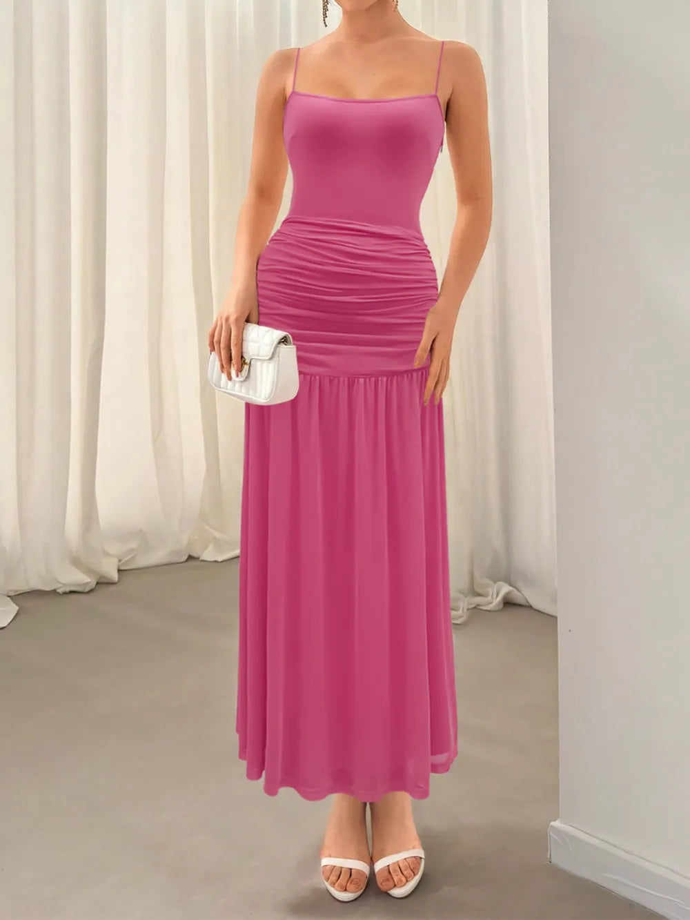 Women's Ruched Maxi Cami Dress — Chic and Unique AU